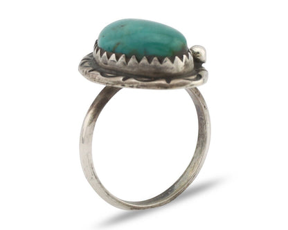 Navajo Handmade Ring 925 Silver Gem Grade Turquoise Native Artist C.80's