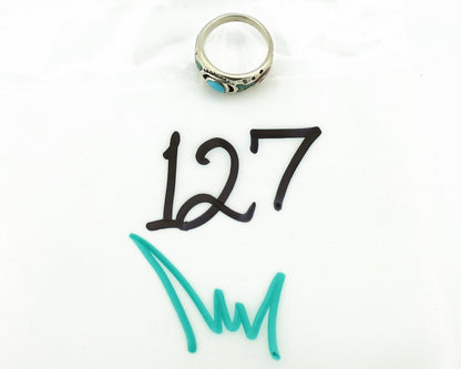 Navajo Handmade Ring 925 Silver Blue Turquoise & Coral Native American C.80's