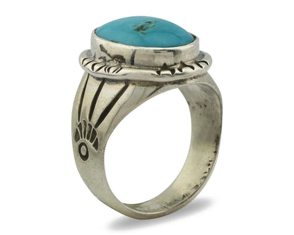 Navajo Ring .925 Silver Turquoise Mountain Native American Artist C.80's