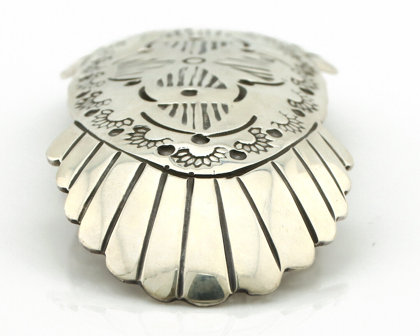 Navajo Hair Clip Barrette .925 Silver Hand Stamped Artist Signed C Montoya C80s