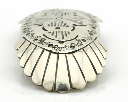 Navajo Hair Clip Barrette .925 Silver Hand Stamped Artist Signed C Montoya C80s