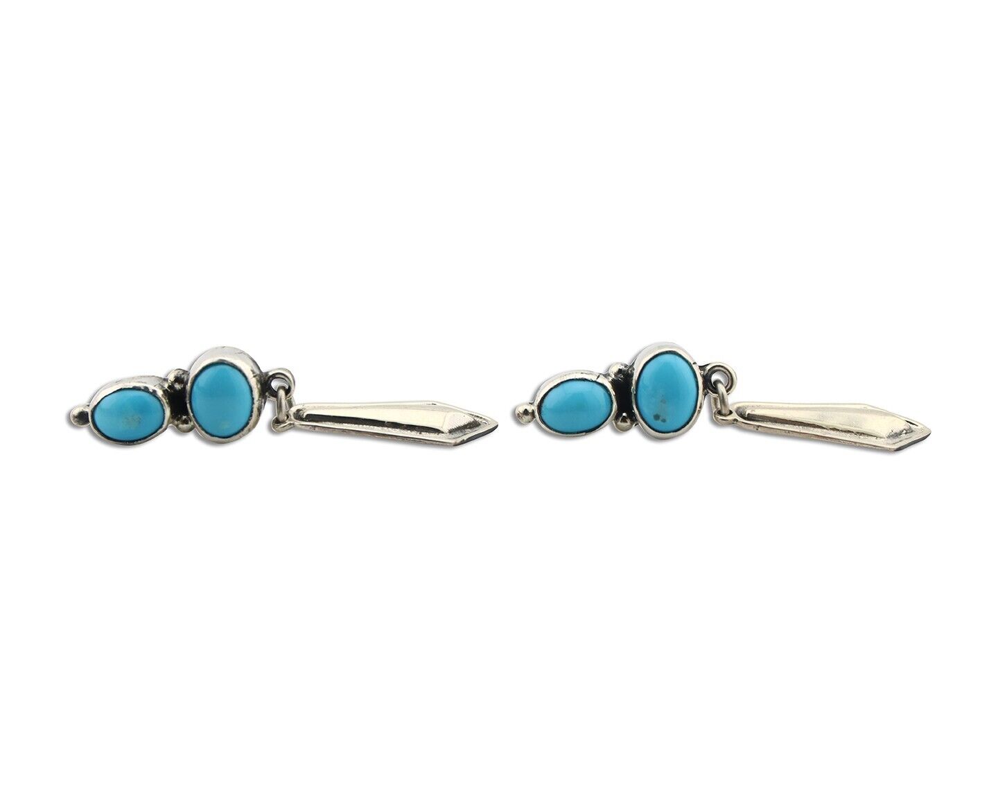 Navajo Earrings 925 Silver Natural Blue Turquoise Native American Earrings C80's
