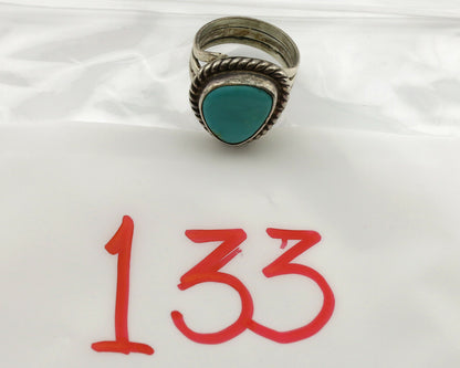 Navajo Ring .925 Silver Blue Turquoise Native American Artist C.1980's