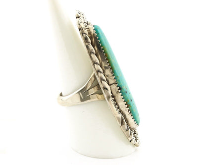 Navajo Ring 925 Silver Natural Blue Gem Turquoise Artist Signed Mike Begay C.80s