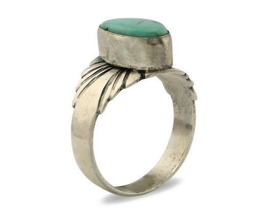 Navajo Ring .925 Silver Kingman Turquoise Artist Signed Apache C.80's