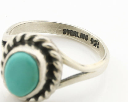 Navajo Ring .925 Silver Kingman Turquoise Artist Signed Gecko C.90's