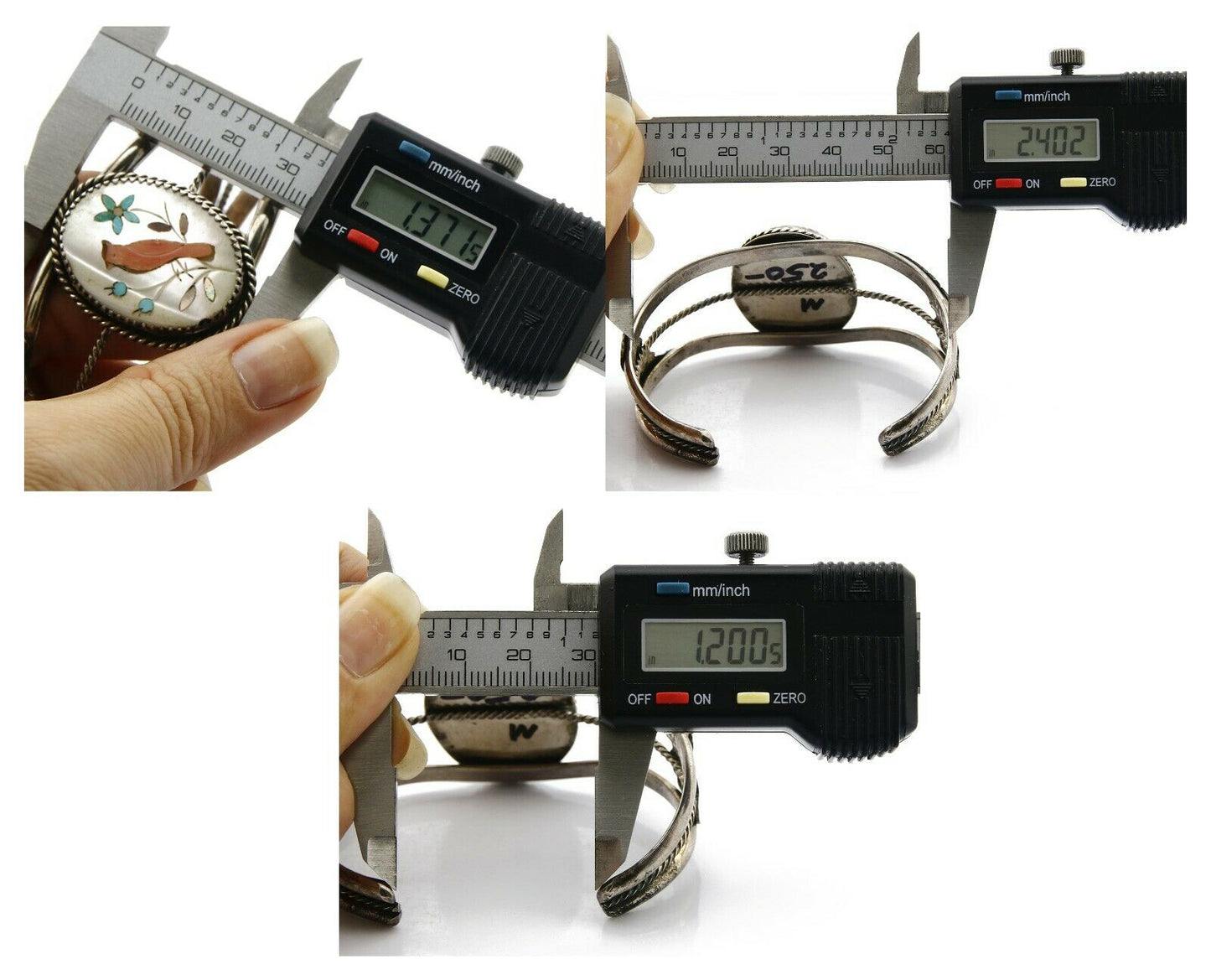 Navajo Bracelet .925 Silver Natural Inlaid Gemstone Bird Native American Artist