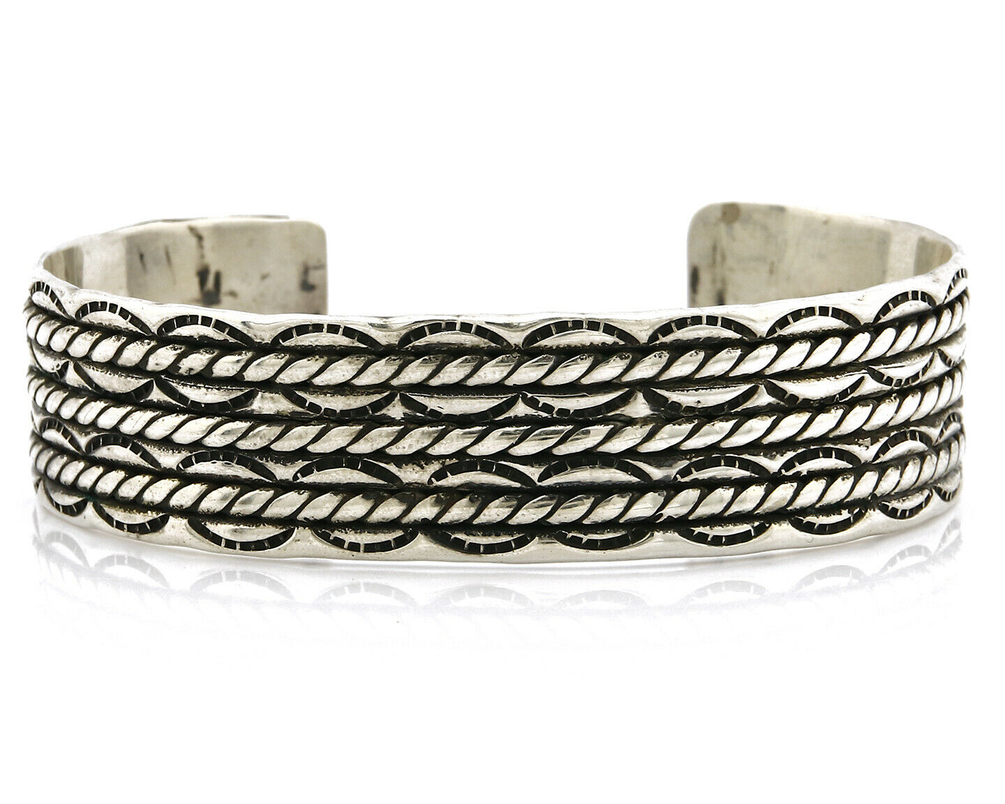 Women's Navajo Bracelet .925 Silver Handmade Cuff Signed Montoya C.1980's