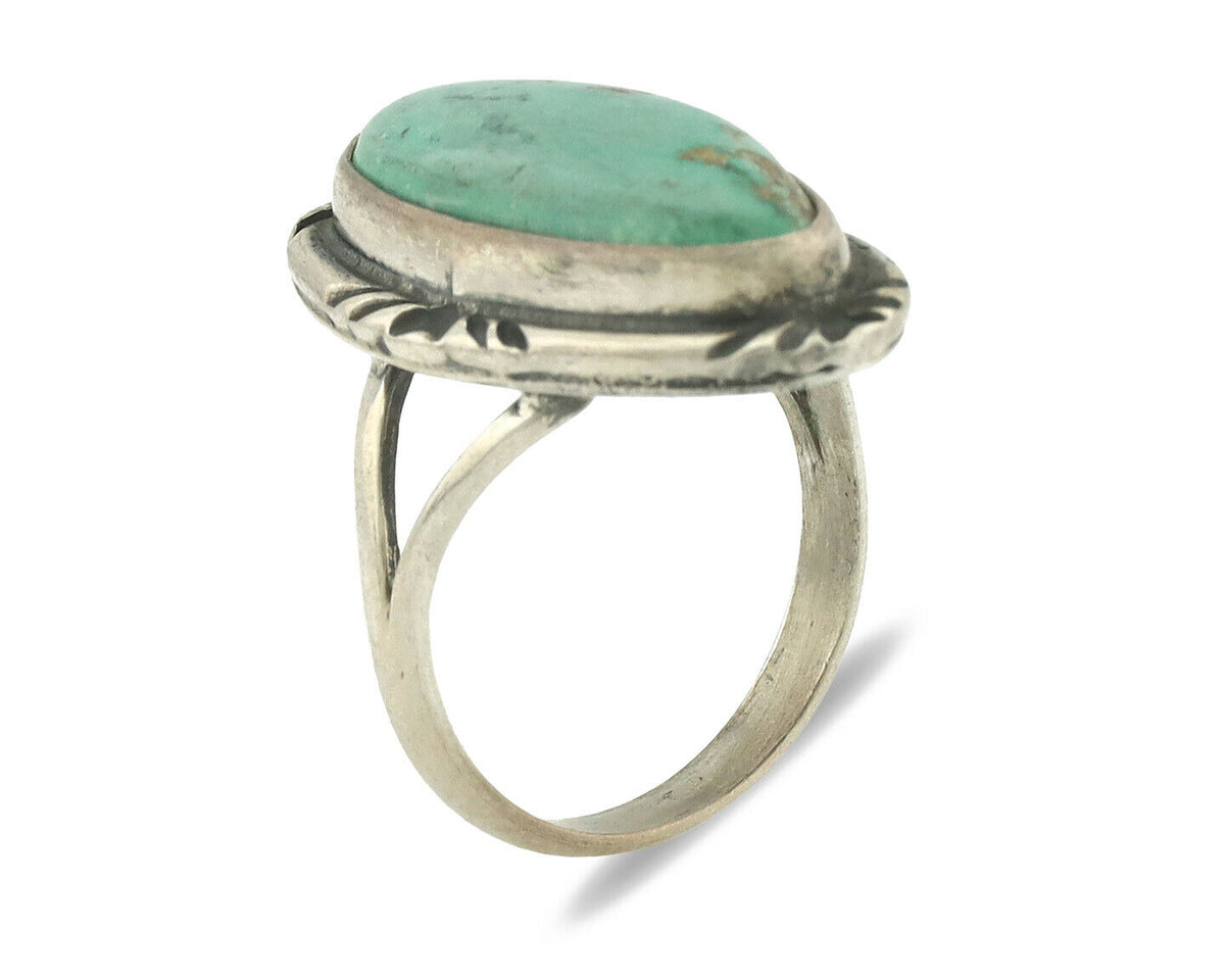 Navajo Ring .925 Silver Natural Turquoise Artist Signed Native American C.80's