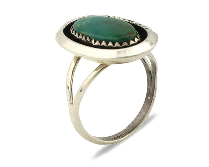 Navajo Ring .925 Silver Kingman Turquoise Native American Artist C.1980's
