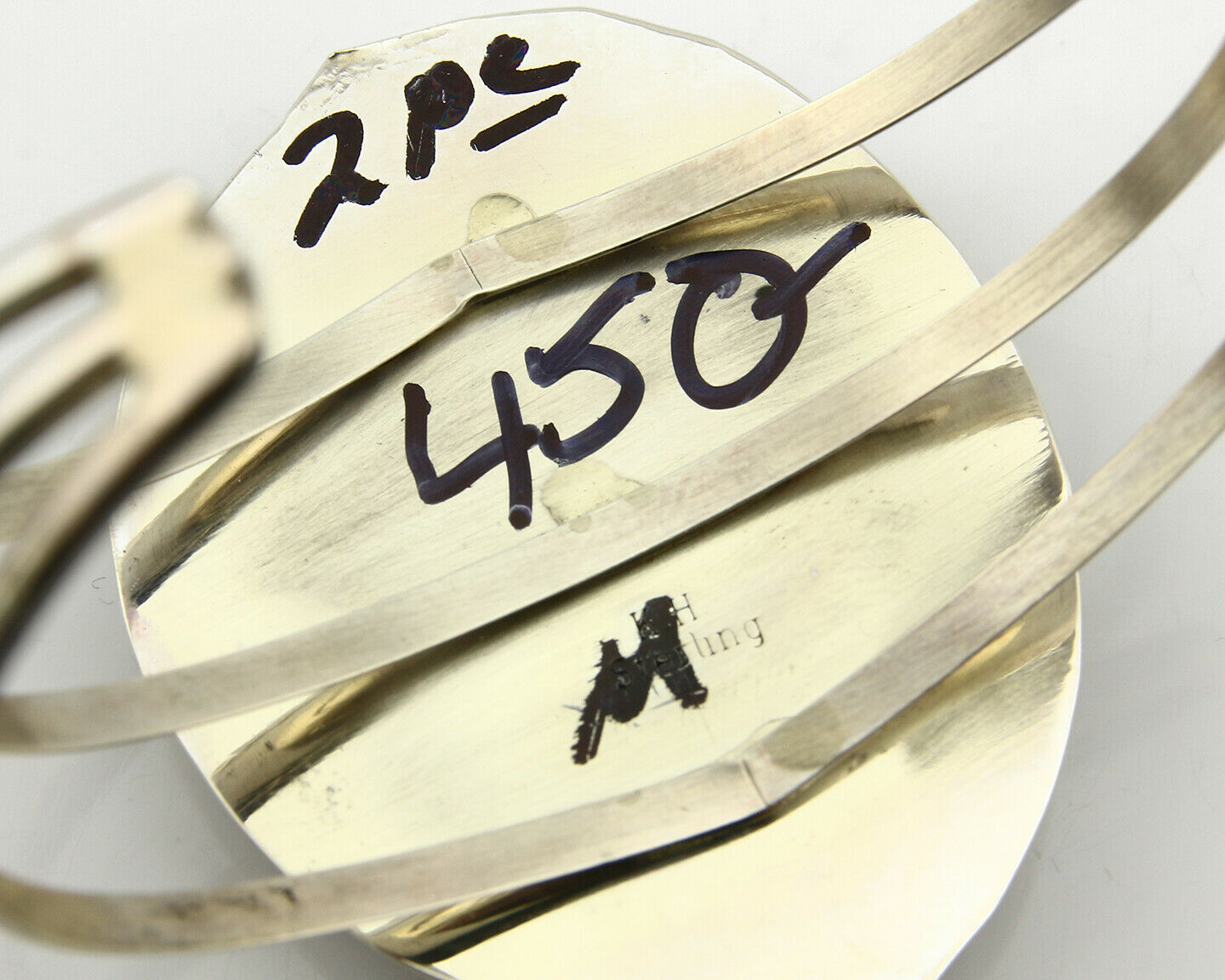 Navajo Malachite Bracelet SOLID .925 Silver Signed Artist KH C.80's