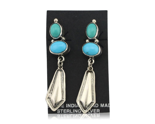 Navajo Earrings 925 Silver Natural Blue Turquoise Native American Earrings C80's