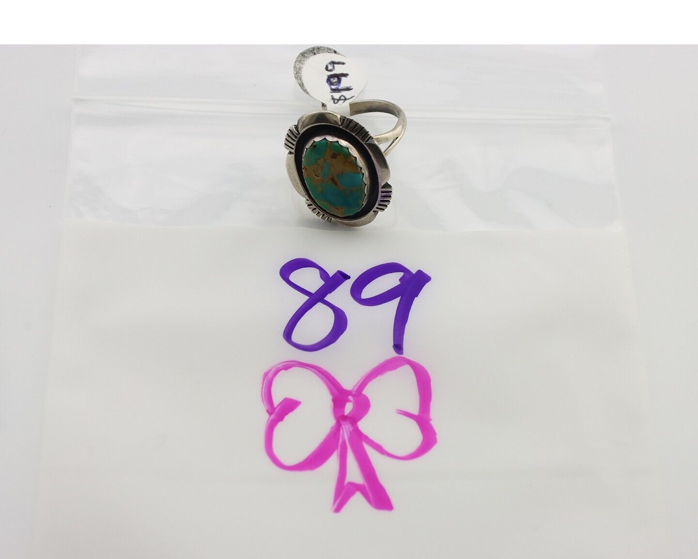 Navajo Ring .925 Silver Blue Gem Turquoise Native American Artist C.80's
