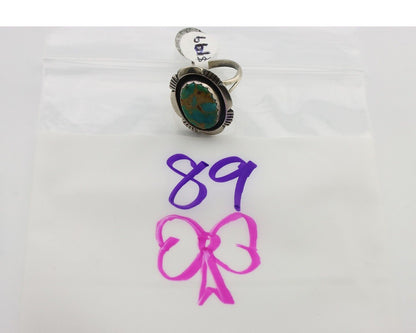 Navajo Ring .925 Silver Blue Gem Turquoise Native American Artist C.80's