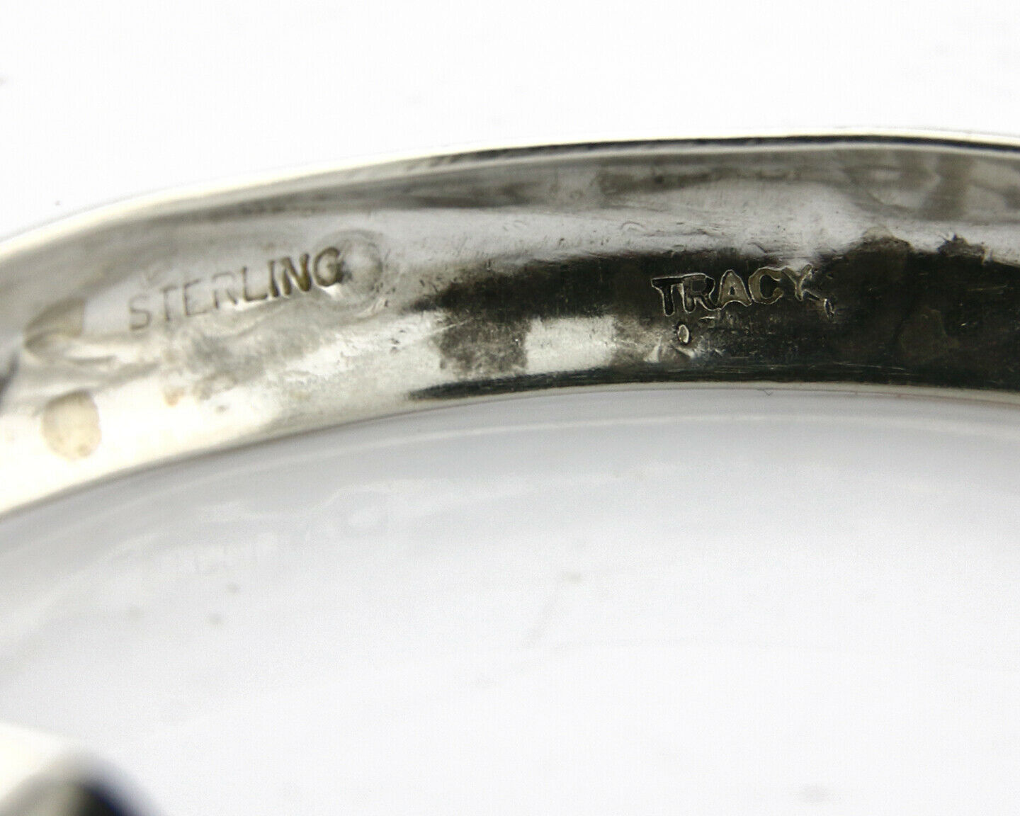 Navajo Bracelet SOLID .925 Silver Hand Stamped Signed Tract C.80's