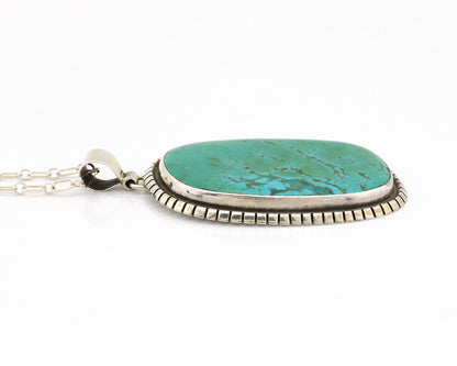 Navajo Necklace 925 Silver Natural Green Turquoise Native Artist Signed C.80's