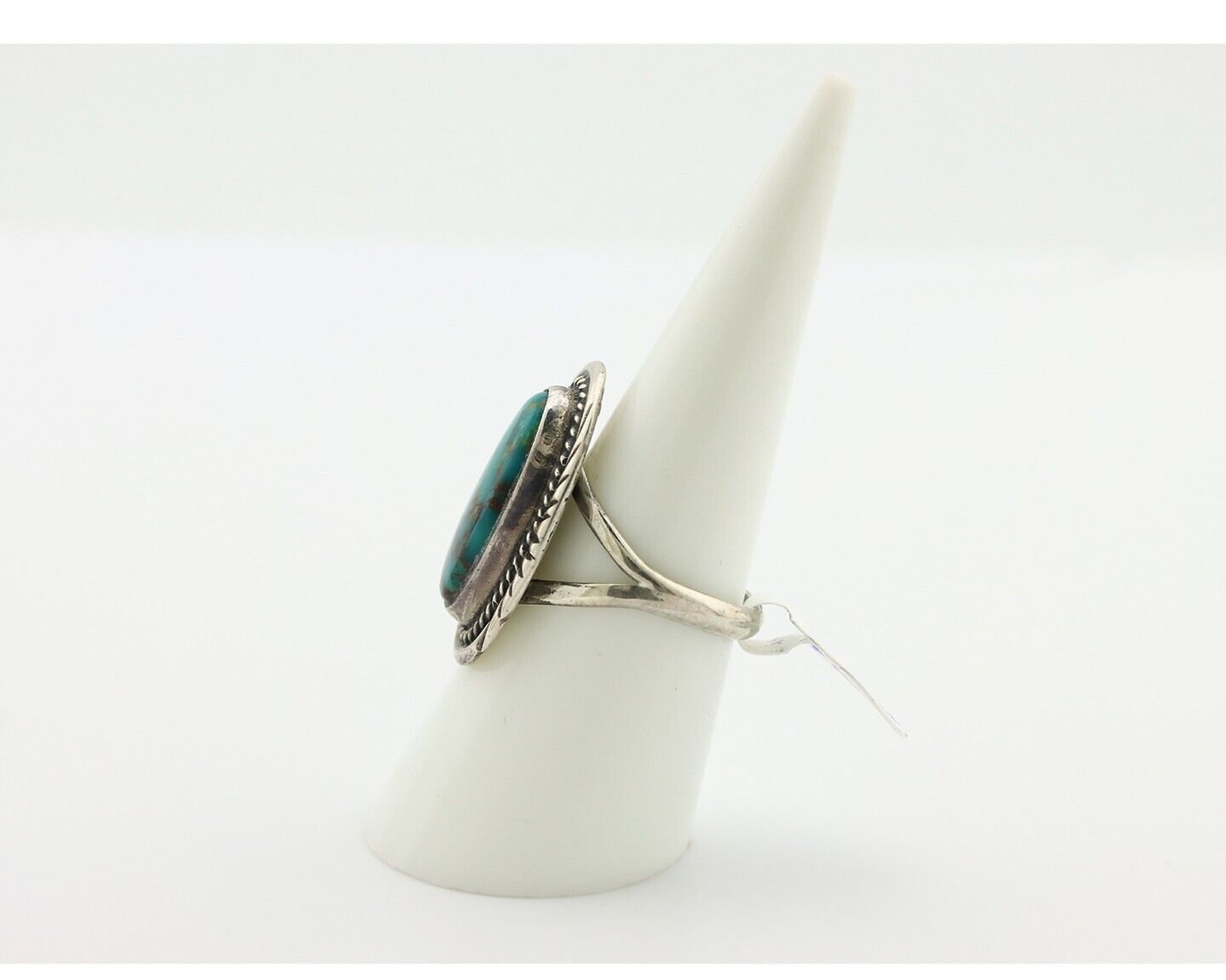 Navajo Ring .925 Silver Blue Gem Turquoise Artist Signed M Begay C.80's