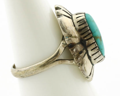Navajo Ring .925 Silver Natural Mined Turquoise Artist Signed M Montoya C.80's