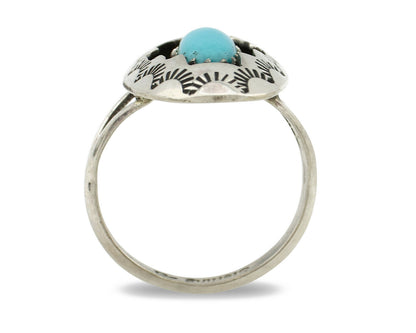 Navajo Ring .925 Silver Sleeping Beauty Turquoise Artist Signed P C80s
