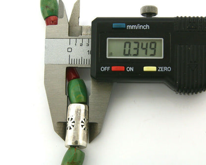 Navajo Necklace .925 Silver Royston Turquoise & Coral C.80's