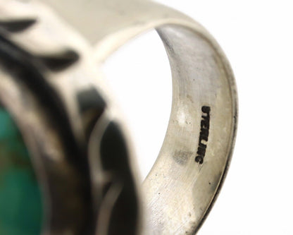 Men's Navajo Ring 925 Silver Kingman Turquoise Native Artist Signed C Montoya