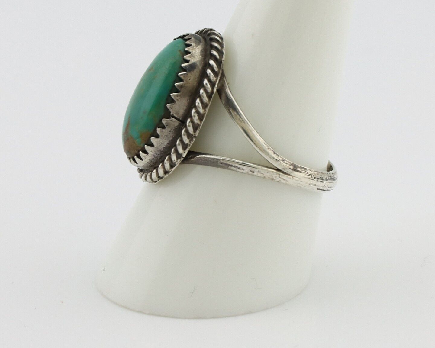 Navajo Handmade Ring 925 Silver Kingman Turquoise Artist Signed MC C.80's