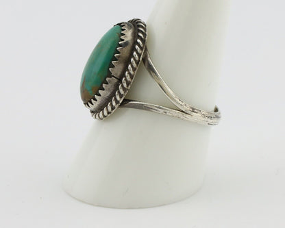 Navajo Handmade Ring 925 Silver Kingman Turquoise Artist Signed MC C.80's