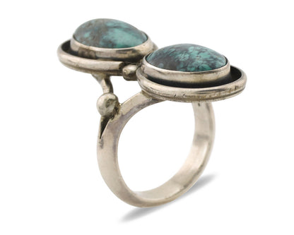 Navajo Ring .925 Silver Spiderweb Turquoise Native American Artist C.1980's