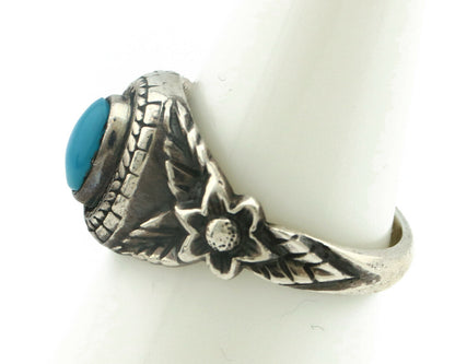 Navajo Ring .925 Silver Natural Blue Turquoise Native American Artist C.80's