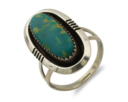 Navajo Ring .925 Silver Natural Blue Turquoise Native American Artist C.1980's