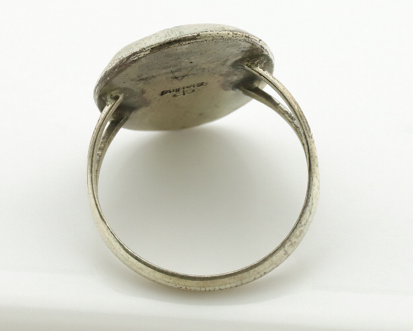 Navajo Ring .925 Silver Sleeping Beauty Turquoise Signed CP C.80's