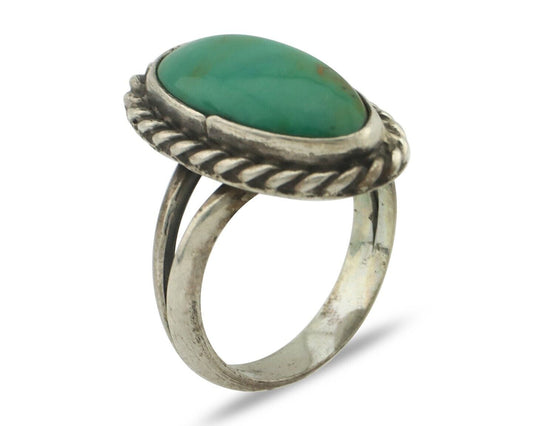Navajo Ring 925 Silver Natural Blue Kingman Turquoise M Montoya C.80's