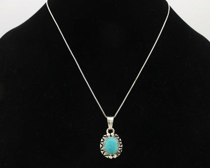 Navajo Pendant .925 Silver Kingman Turquoise Artist Signed Gecko C.80's