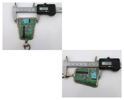 Navajo Necklace 925 Silver Turquoise & Onyx Artist Signed LTB C.80's