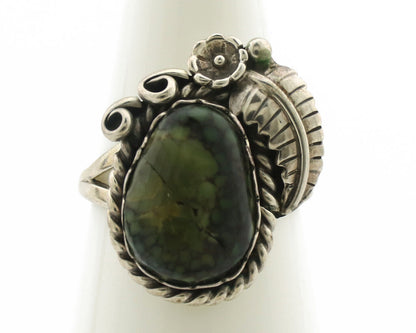 Navajo Ring .925 Silver Green Turquoise Handmade Native American Artist C.1980s