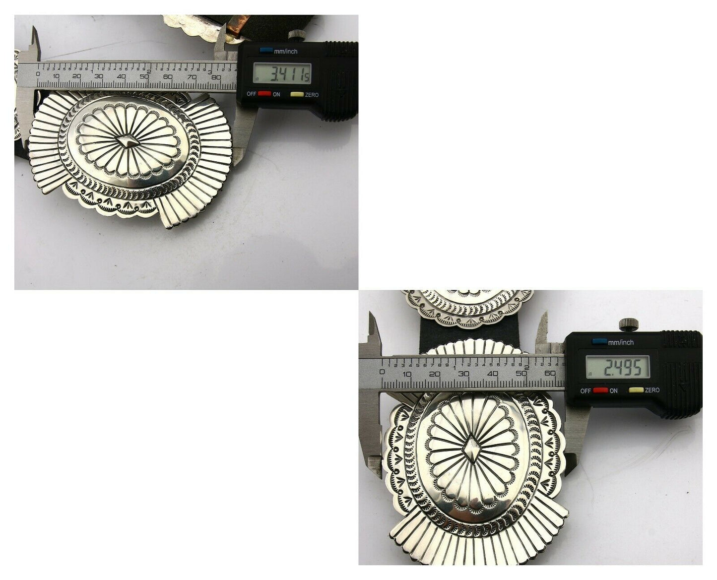 Navajo Concho Belt .925 Silver Hand Stamped Artist Susie James C.80's