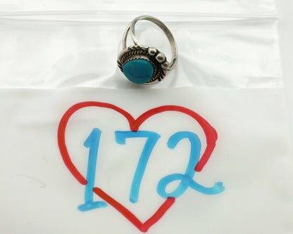 Navajo Ring .925 Silver Blue Turquoise Artist Signed Anna Begay C.1980's