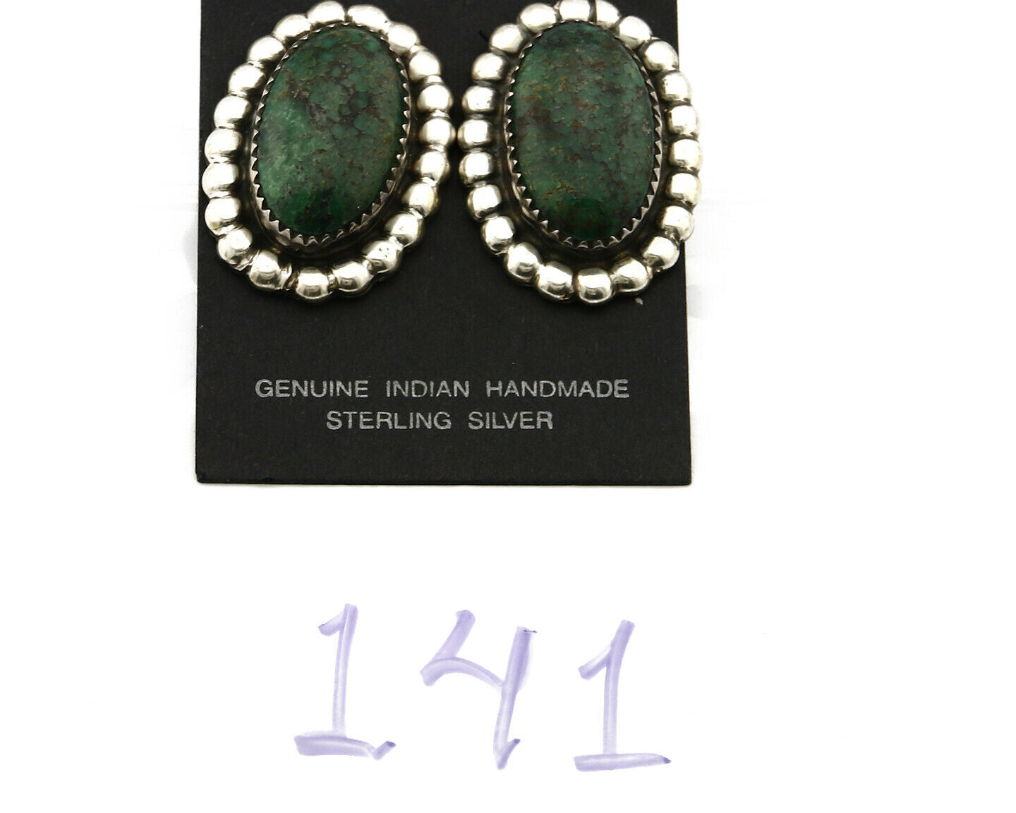 Women's Navajo Earrings .925 Silver Crescent Valley Turquoise Handmade Indian