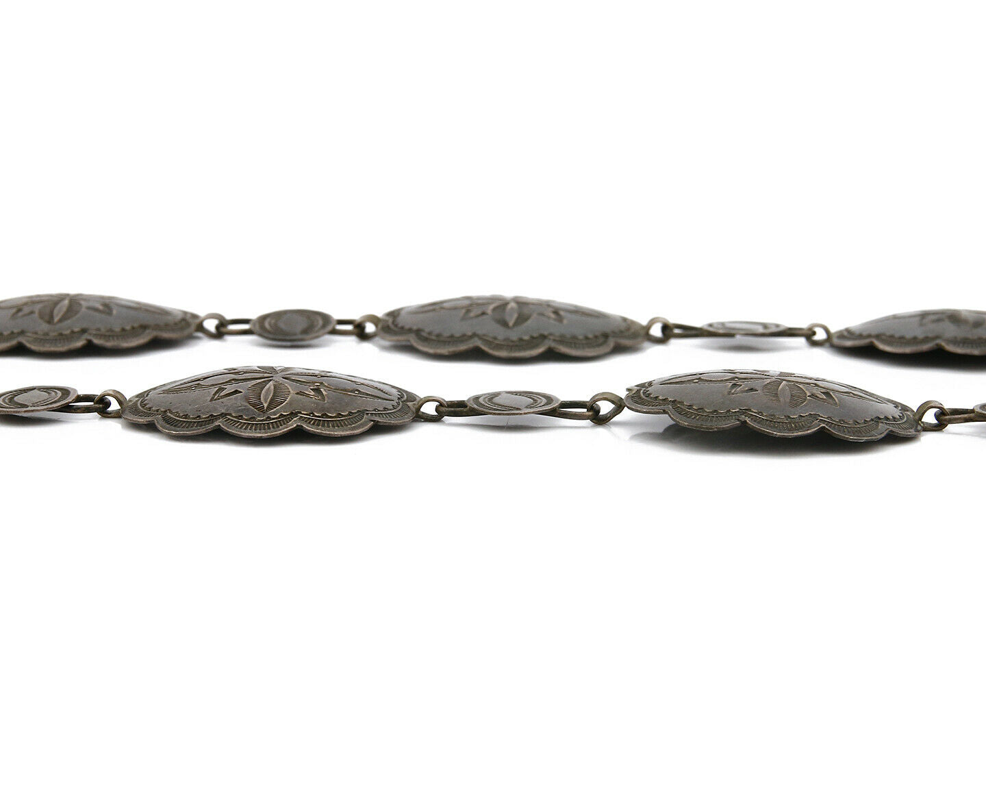 Women's Navajo Concho Belt .925 Silver Hand Stamped Handmade C.1940's