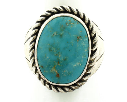 Navajo Ring .925 Silver Morenci Turquoise Artist Signed DZ C.80's