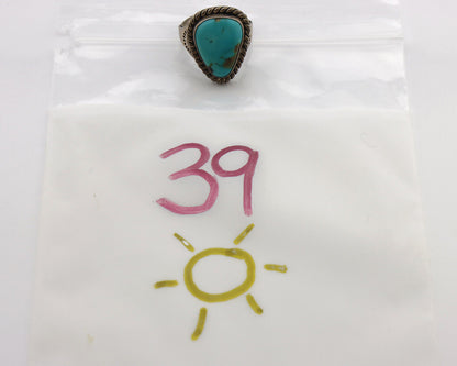 Navajo Ring 925 Silver Natural Blue Turquoise Native American Signed C.80's
