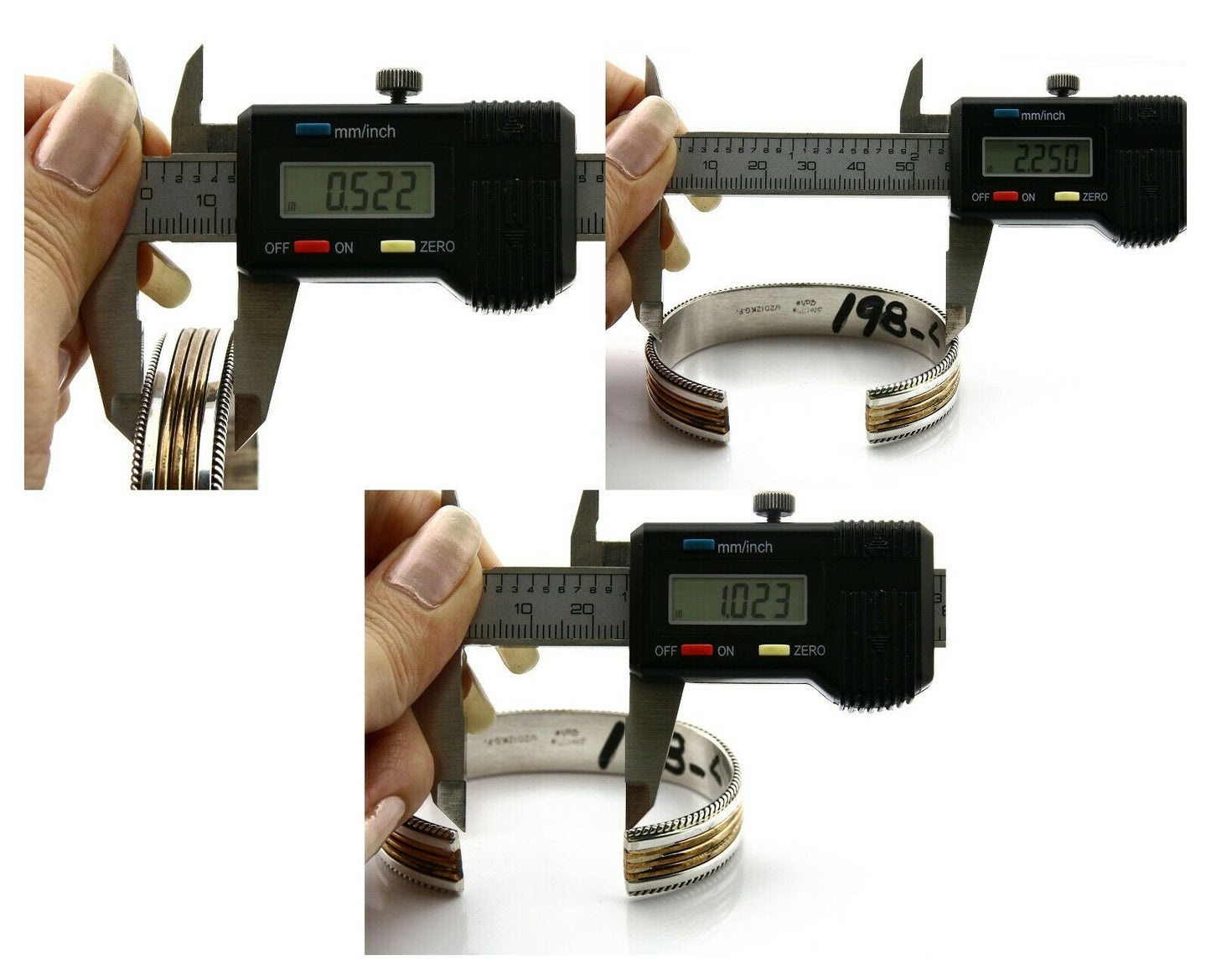 Navajo Bracelet SOLID .925 Silver & 12K Gold Filled Signed Artist TAHE C1980's