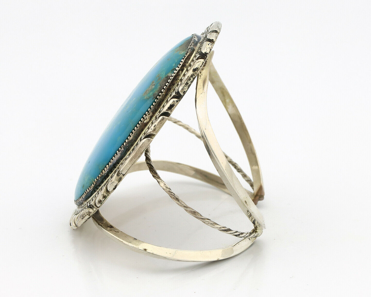 Navajo Bracelet .925 Silver Kingman Turquoise Native American Artist C.75's