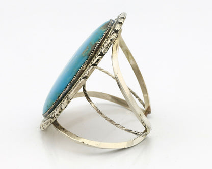 Navajo Bracelet .925 Silver Kingman Turquoise Native American Artist C.75's
