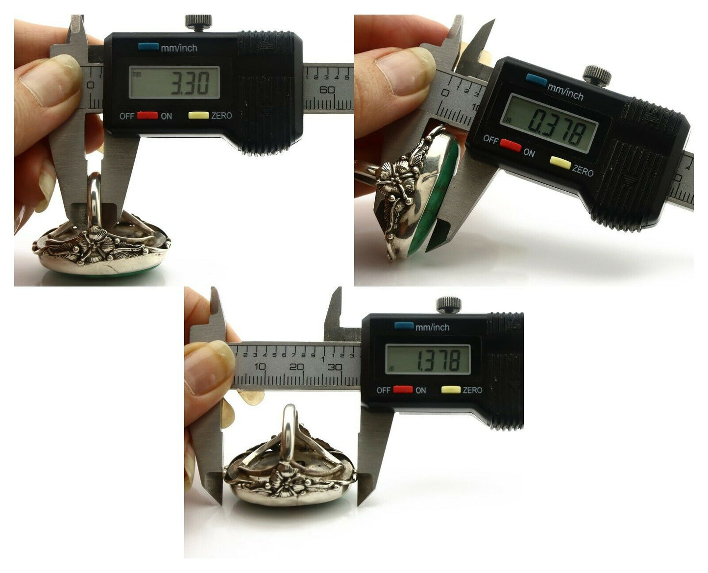 Navajo Ring .925 Silver Natural Green Turquoise Native Artist C.80's