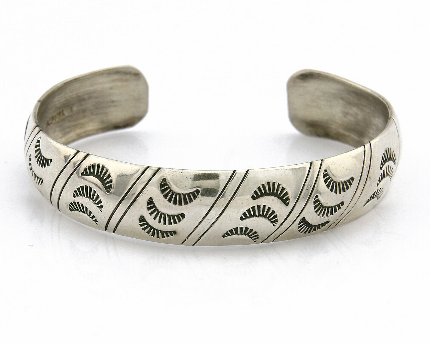 Navajo Bracelet .925 Silver Hand Stamped Artist Signed Tracy C.80's