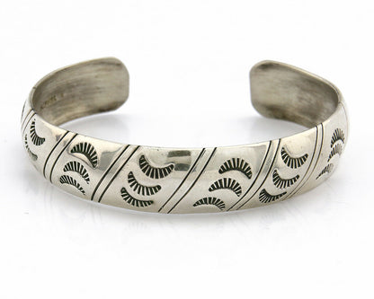 Navajo Bracelet .925 Silver Hand Stamped Artist Signed Tracy C.80's