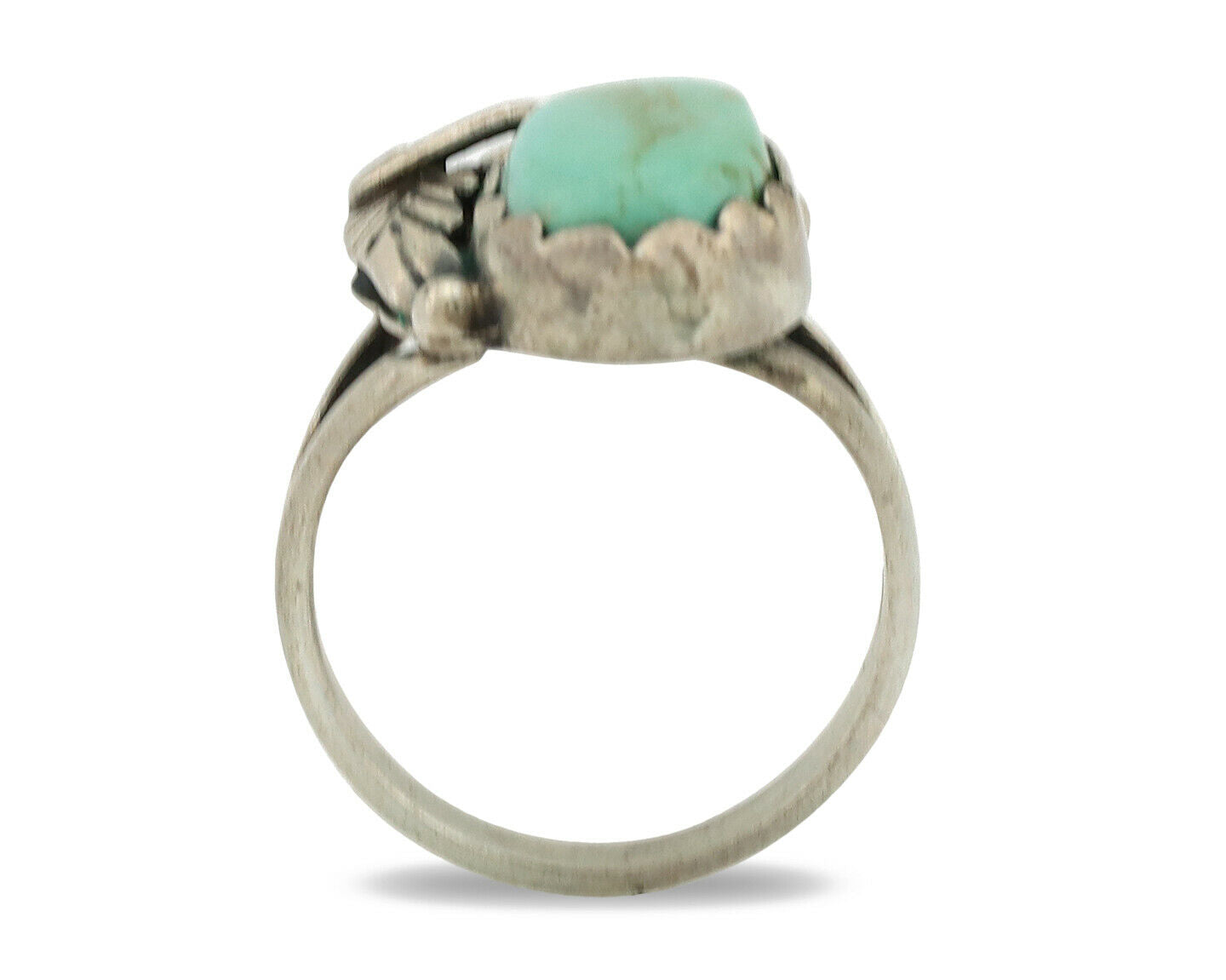Navajo Ring .925 Silver Kingman Turquoise Native American Signed C.80's