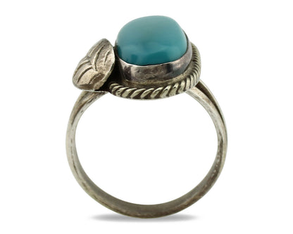 Navajo Ring .925 Silver Blue Turquoise Native American Artist C.1980's