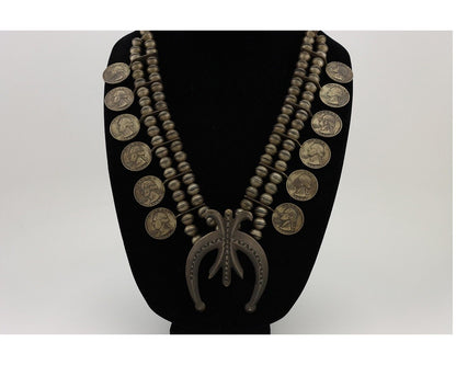 Navajo Coin Quarter Necklace 925 Silver Hand Stamped Native American Artist C80s